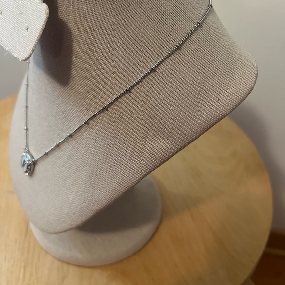 Silver Initial Letter Necklace Micro Pave White Enamel Letter Pendant Necklace - Picture 2 of 5